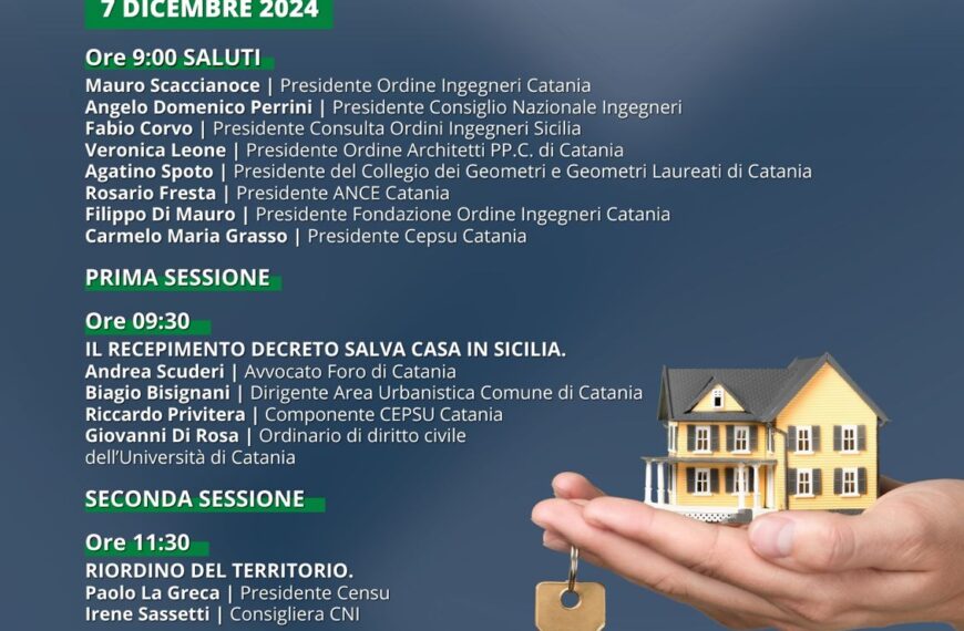 SEMINARIO “Salva Casa” Legge Regionale 27/2024 // Catania 07 dicembre 2024